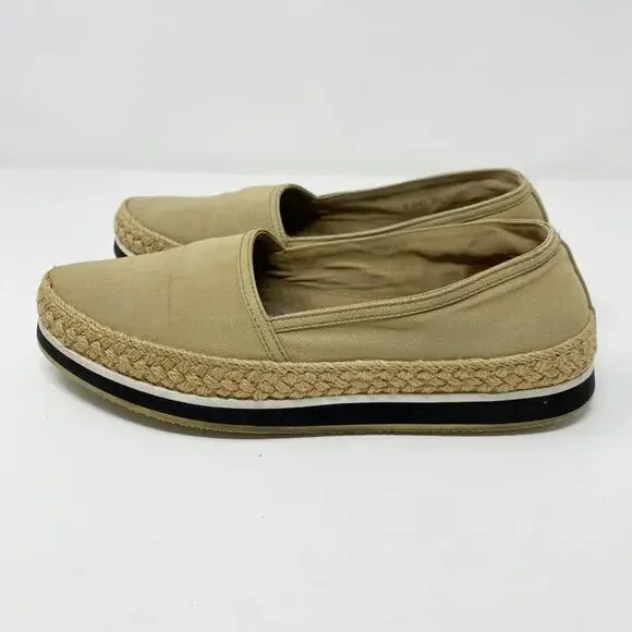 Prada Tan Canvas Espadrille Loafers Women's Size EU 37.5/US Size 7.5 VGUC1 - Picture 3 of 10